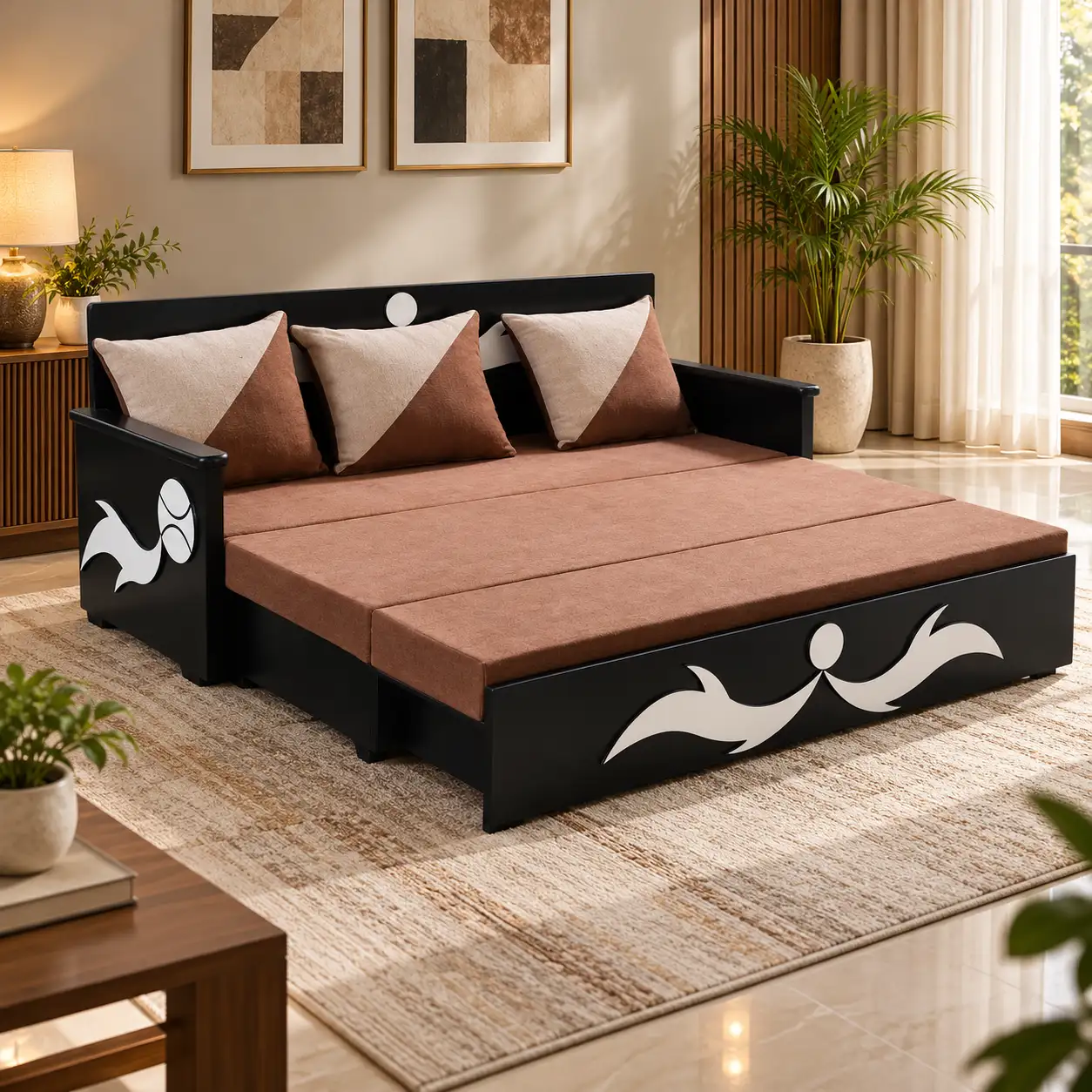 Mocha Flourish Sofa Bed