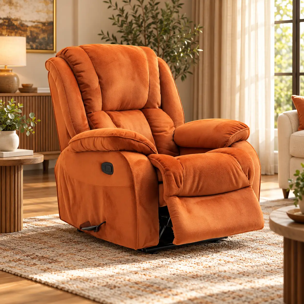 Tangerine Plush Recliner