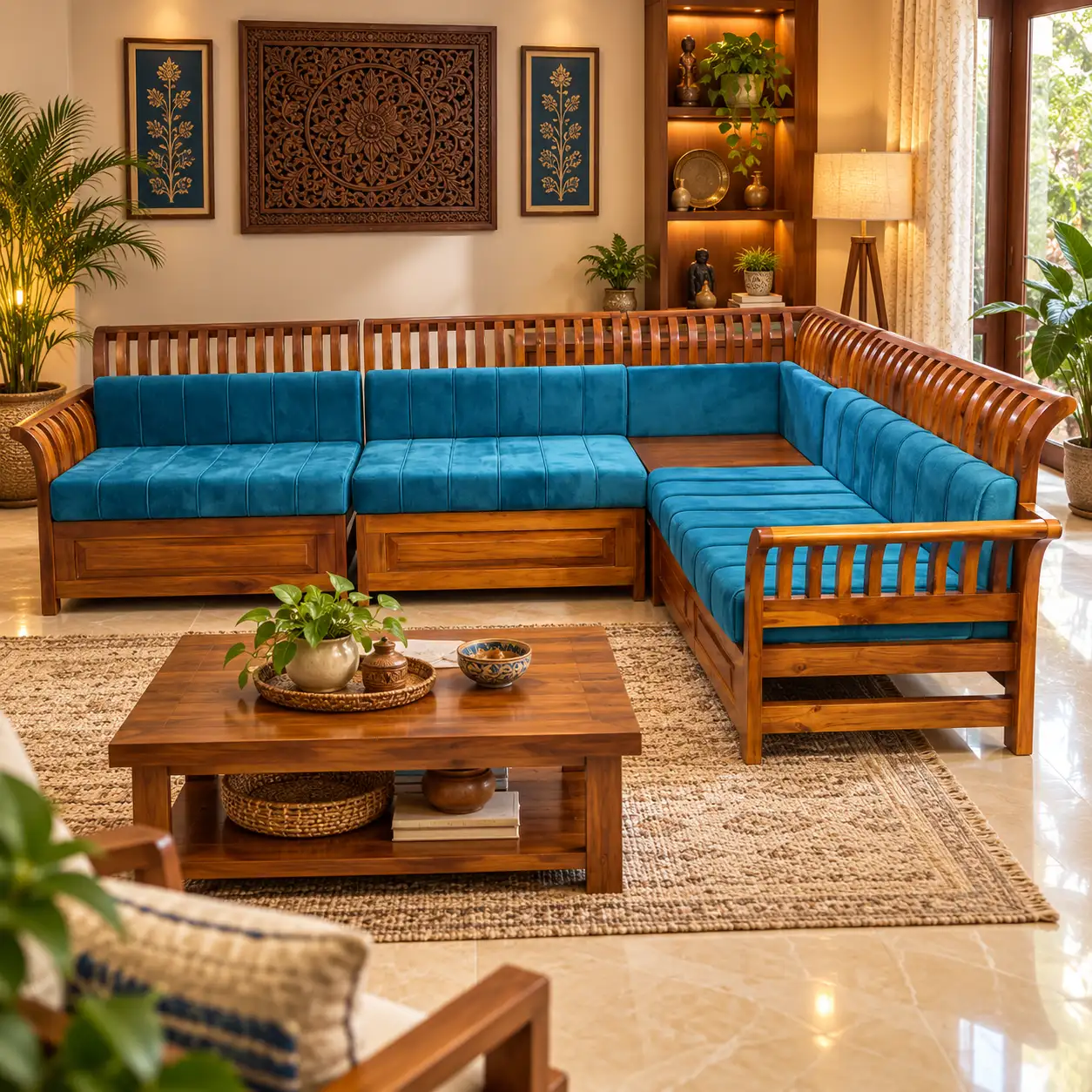 Amber Teal Corner Sofa