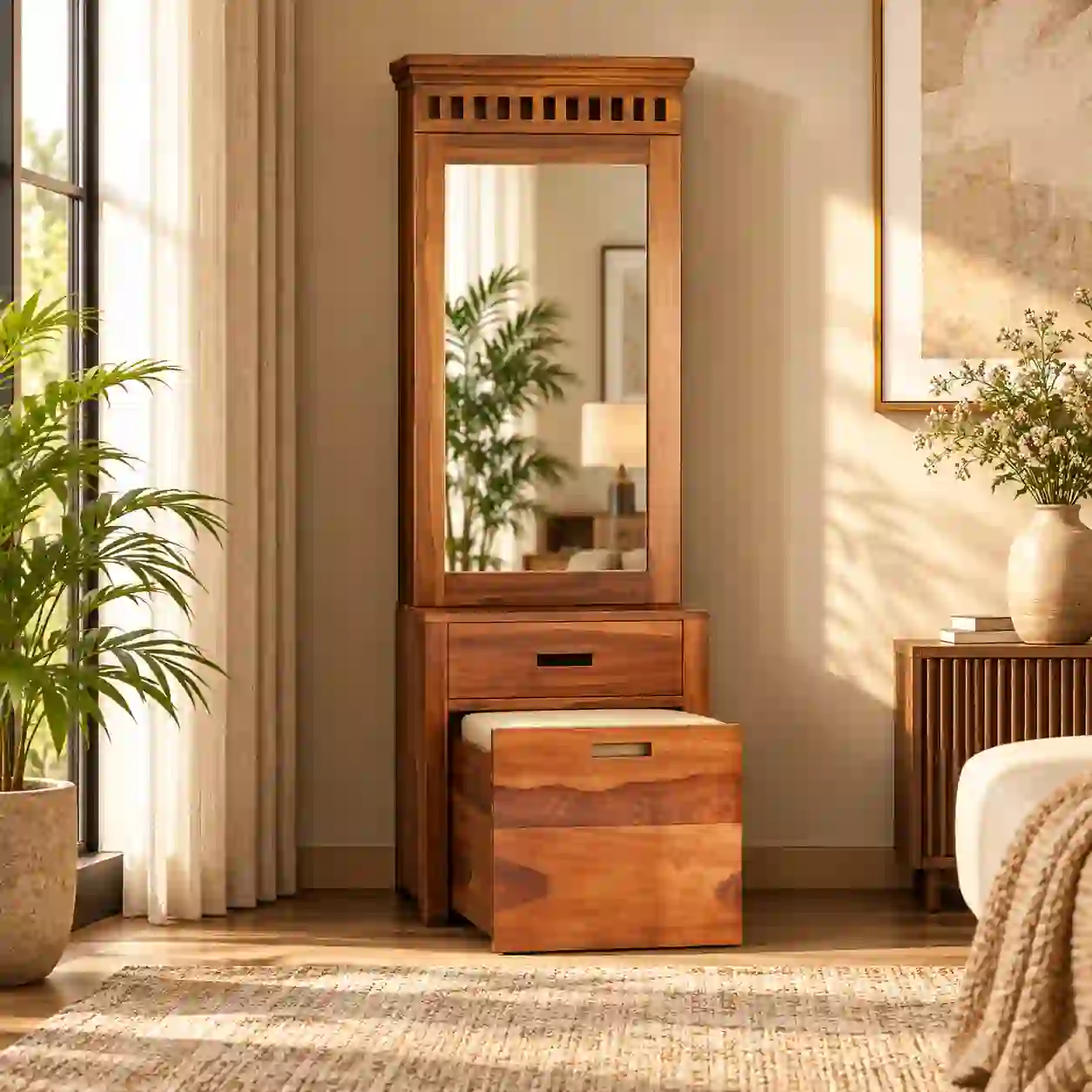 Amber Lattice Dressing Mirror