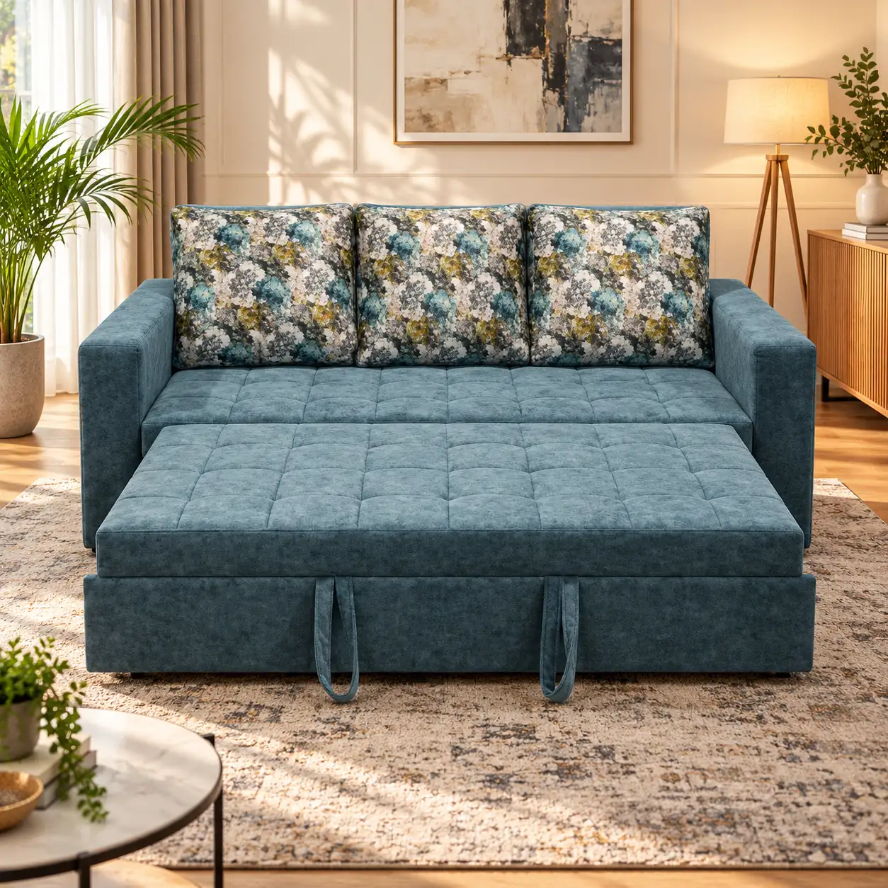 Botanical Teal Sofa Bed