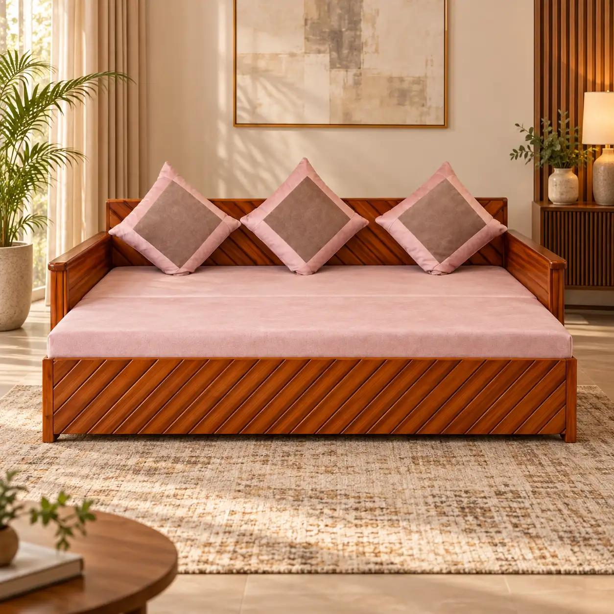 Blush Chevron Sofa Bed
