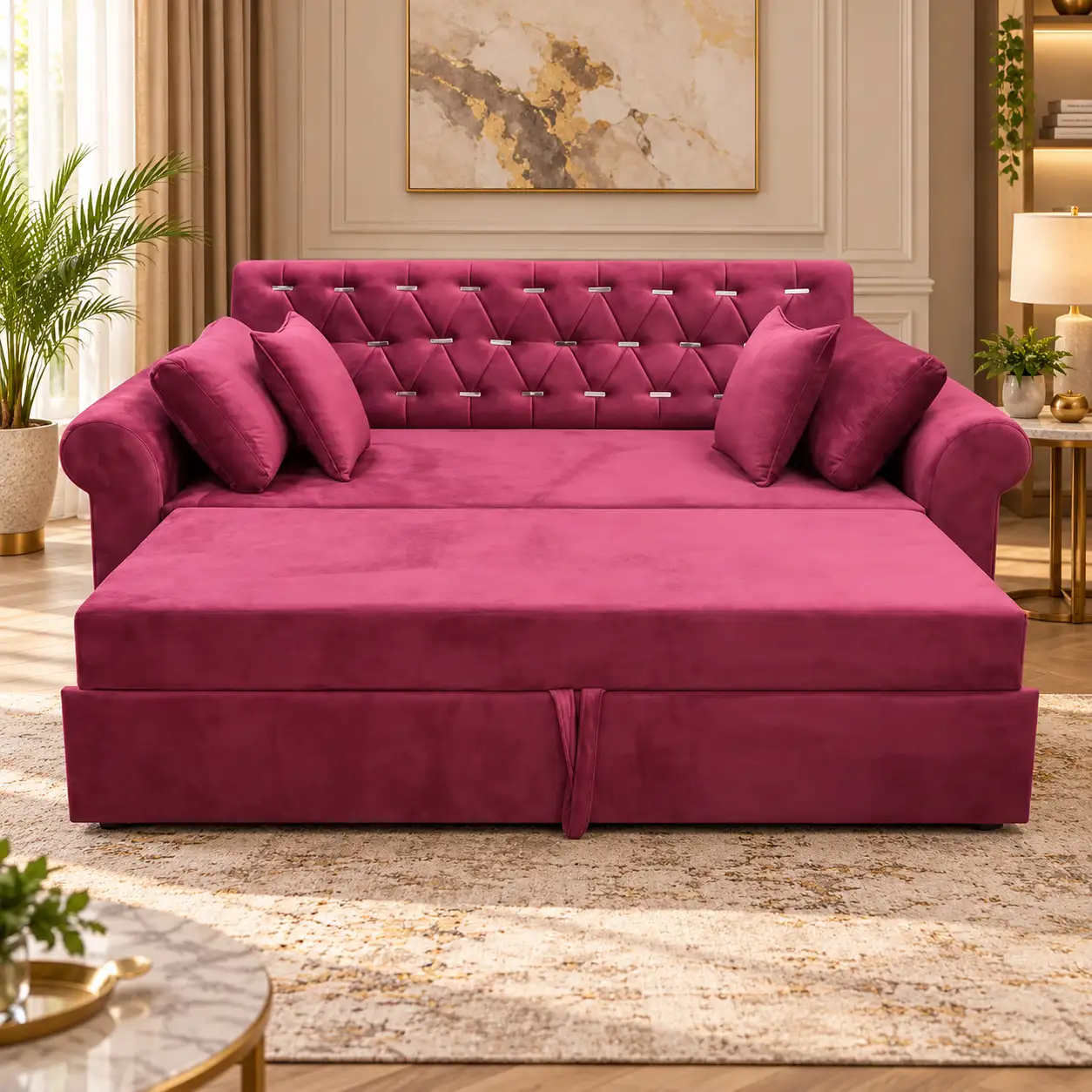Berry Tuft Sofa Bed