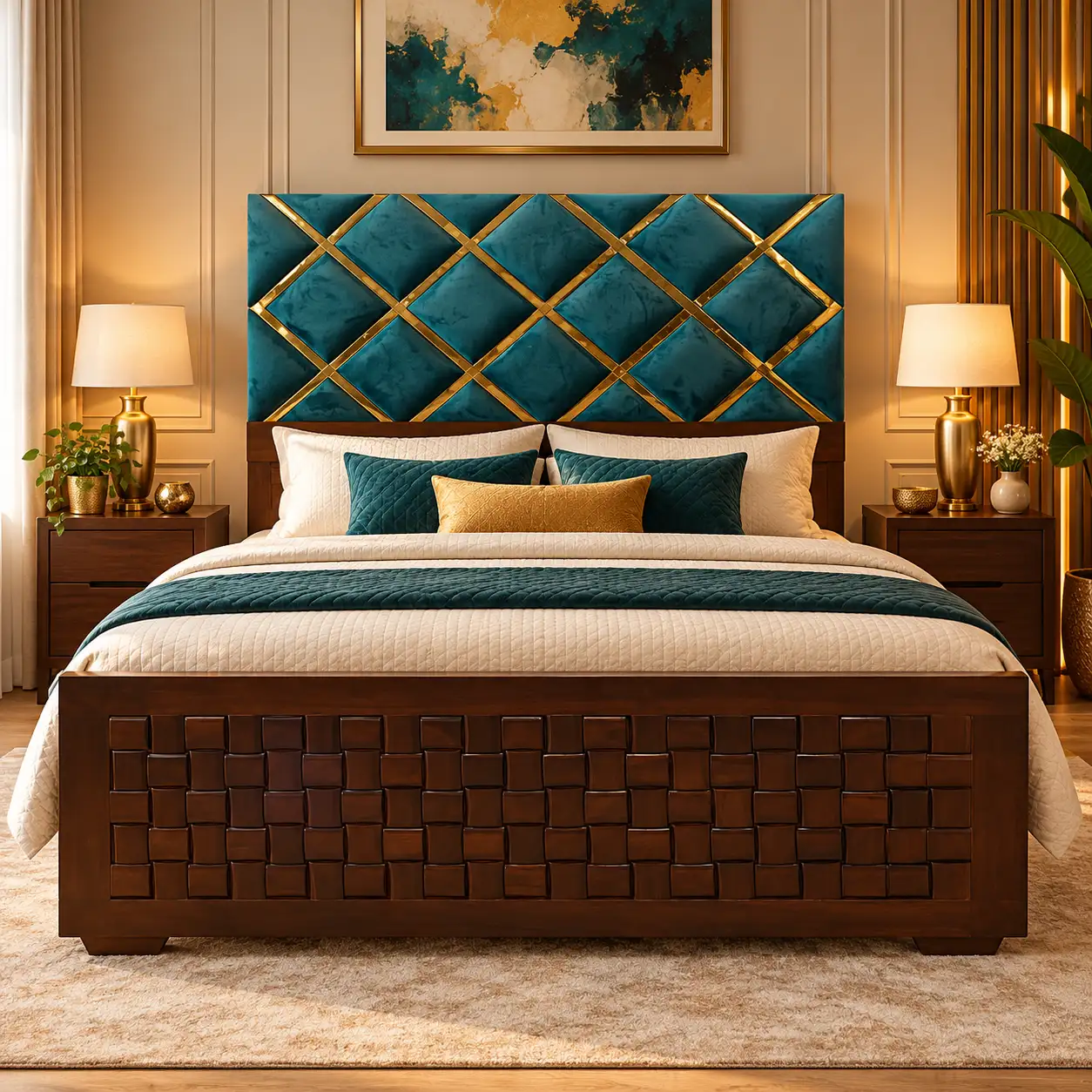 Teal Trellis Bed